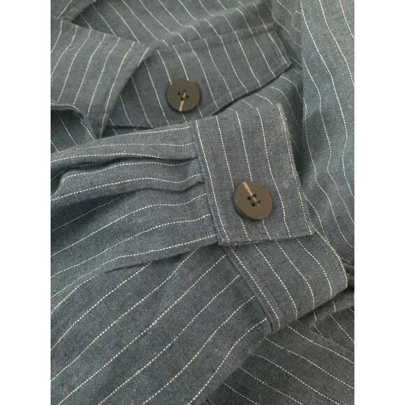 Moon river Anthropologie blue linen blend buttoned blazer woman’s small - Picture 5 of 6